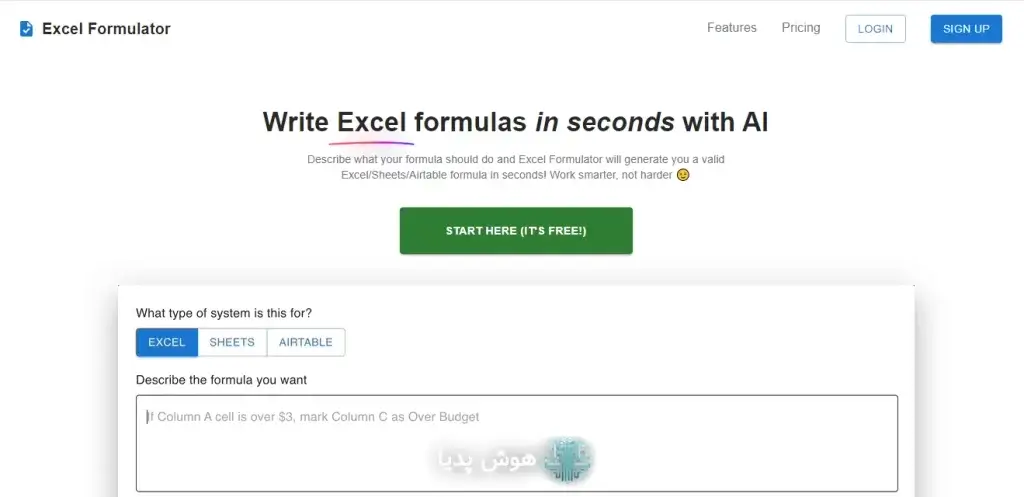 Excel Formula Writing with AI